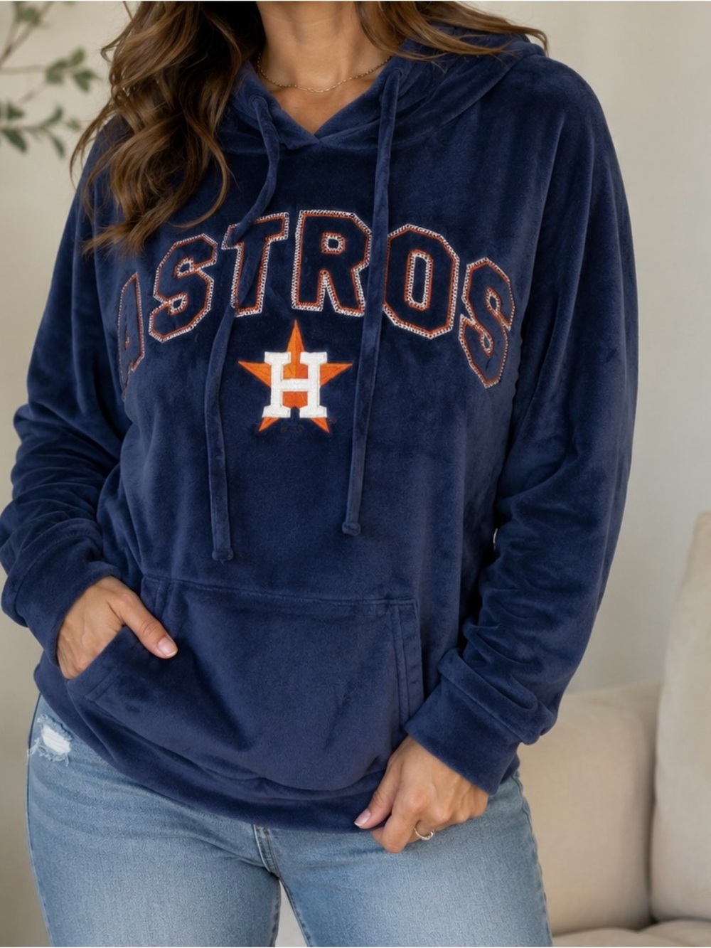 Houston Astros Plush Velour Hoodie Women’s M Concepts Sport MLB Genuine Merch